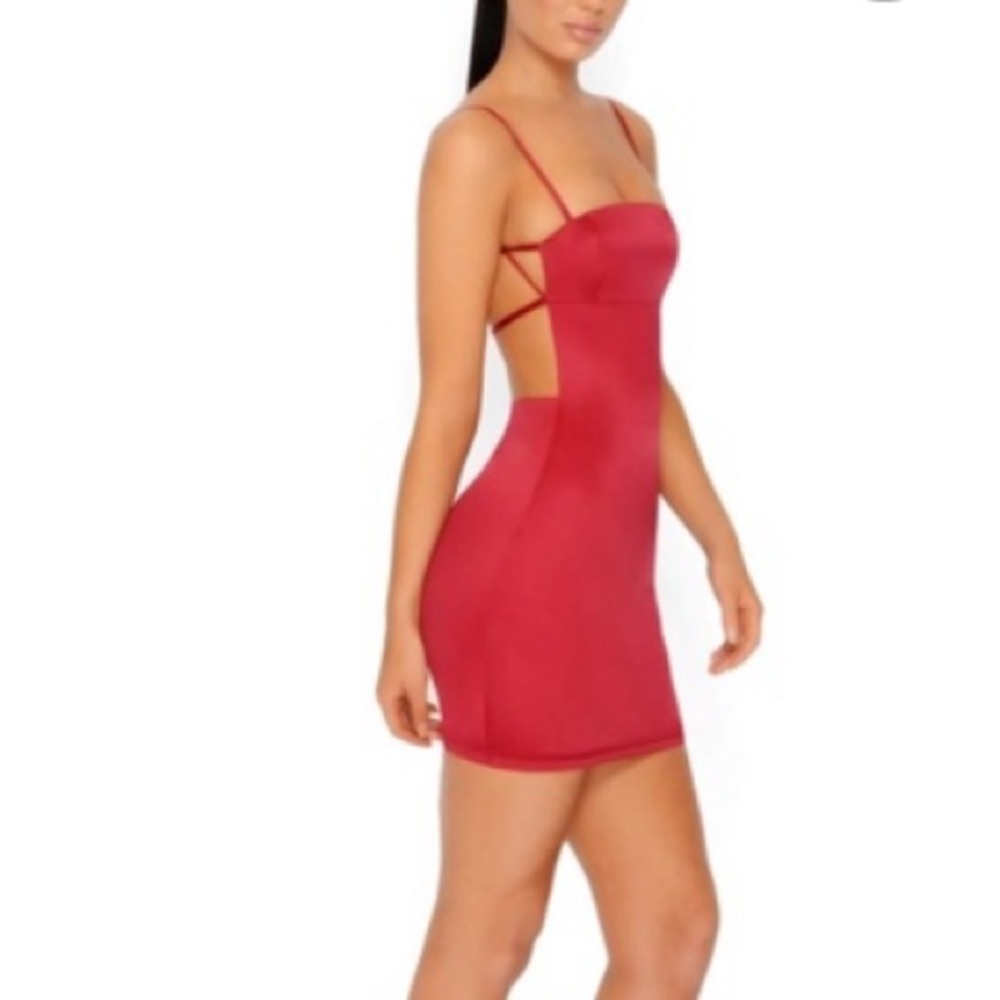 Oh Polly Red Satin Backless dress